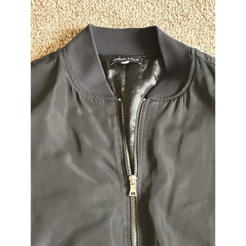 Kendall & Kylie Black Bomber Jacket with Zip Pockets Size M - Picture 5 of 16